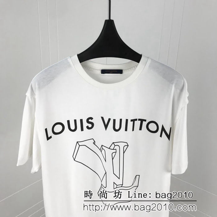 LV路易威登 19ss早春新款 幾何3D圖形LV圖案 純棉短袖 情侶款 ydi1766